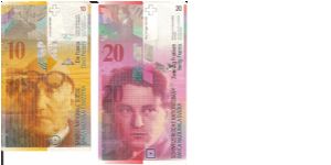 10 and 20 Swiss Franken Banknote