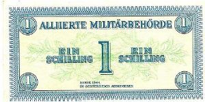 Allied military currency; 1 schilling; 1944 Banknote