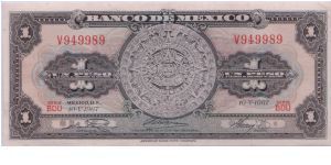 1967 BANCO DE MEXICO 1 *UNO* PESO

NICE DARK BLUE STAMPS ON REVERSE


P59j Banknote