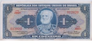 1961 REPUBLICA DOS ESTADOS UNIDOS DO BRASIL 1 *UM* CRUZERIO Banknote