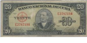 1949 BANCO NACIONAL DE CUBA 20 *VIENTE* PESOS Banknote
