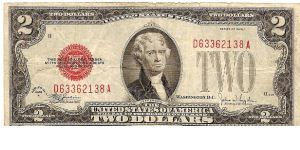 United States Note; 2 dollars; Series 1928F (Julian/Snyder) Banknote