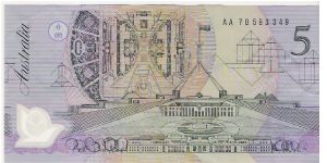 FIVE DOLLARS

POLYMER

AA 70593349 Banknote