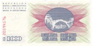 1992 BOSNIA 1000 DINARA


P15a Banknote