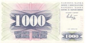 Banknote from Bosnia