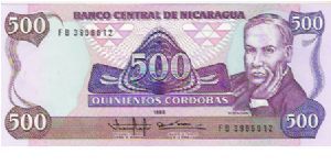 500 CORDOBAS

FB 3966612

P # 155 Banknote