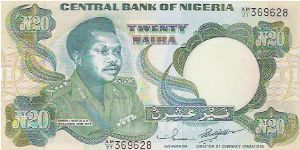 1938-1976

20 NAIRA

AM/77 369628

P # 26 Banknote