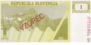 VZOREC

1 TOLAR

AB 90855162

P # 1S1 Banknote