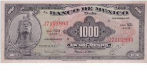 1977 EL BANCO DE MEXICO 1000 *UN MIL* PESOS

P52t Banknote