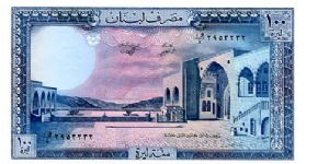 100 livres
Blue/Green/Purple 
Palais Beit-ed-din
snowy hills & Cedar trees
Thomas De La Rue
Wtrmk mans head Banknote