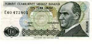 1970/79
10 Lirasi
Multi
President Kemil Atatürk
President Atatürk & school children
Security thread
Wtrmk Kemil Atatürk Banknote