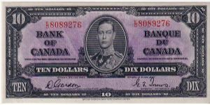 DOMINION OF CANADA
 $10.0 Banknote
