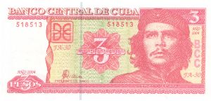 2003 BANCO CENTRAL DE CUBA 3 PESOS

P123 Banknote