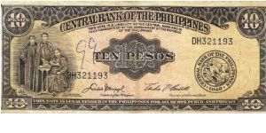 PI-136 Central Bank of the Philippines 10 Pesos note, signature group 5. I will trade this note for notes I need. Banknote