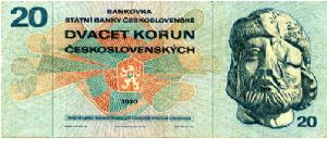 Czechoslovakia

20 Korun 
Multi
Coat of arms & Jan Zizka 
Husite soldiers
Wtrmk Stars & leafs
p92c Banknote