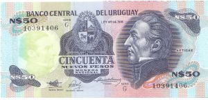 1978-87 ND BANCO CENTRAL DEL URUAGUAY 50 *CINCUENTA* NUEVOS PESOS

P61a Banknote