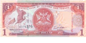 2002 CENTRAL BANK OF TRINIDAD & TOBAGO 1 DOLLAR

P41 Banknote