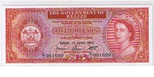 GOVERNMENT OF BELIZE- $5.0 Banknote