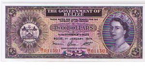 GOVERNMENT OF BELIZE- $2. Banknote