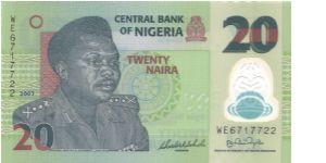 2007 CENTRAL BANK OF NIGERIA 20 KAIRA

**POLYMER NOTE** Banknote