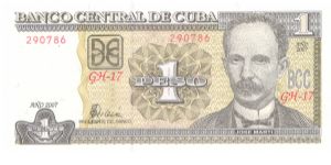 2007 BANCO CENTRAL DE CUBA 1 PESO Banknote
