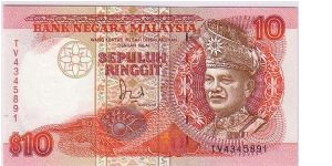 BANK OF MALAYSIA-
 $10 RIGGIT Banknote