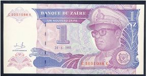 Zaire (Congo) 1 New Zaire 1993 P52. Banknote