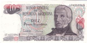 1983-84 ND BANCO CENTRAL DE LA REPUBLICA ARGENTINA 10 *DIEZ* PESOS ARGENTINOS

P313a Banknote
