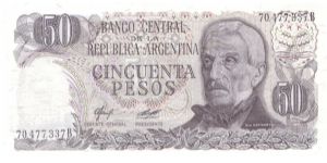 1976-78 ND BANCO CENTRAL DE LA REPUBLICA ARGENTINA 50 *CINCUENTA* PESOS

P301b Banknote