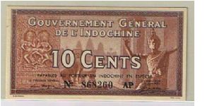 FRENCH-INDO CHINA-
 10 CENTS Banknote