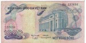 SOUTH VIETNAM

1000 DONG

G1  193694

P # 29 A Banknote