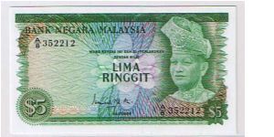 BANK OF MALAYSIA-
 $5 RIGGIT IST SERIES Banknote