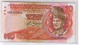 BANK OF MALAYSIA-
 $10 RIGGIT Banknote