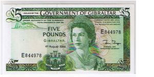 GOVERNMENT OF GIBRALTAR-
 5 POUNDS Banknote