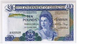 GOVERNMENT OF GIBRALTAR-
 10 POUNDS Banknote