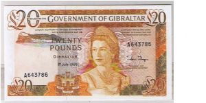 GOVERNMENT OF GIBRALTAR-
 20 POUNDS Banknote