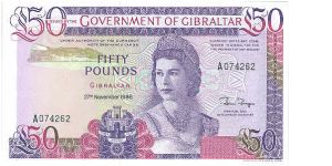 GIBRALTAR-
50 POUNDS- THE ROCK Banknote