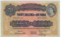 EAST AFRICAN CURRENCY BOARD-
 20 SHILLINGS Banknote