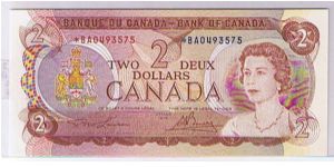 BANK OF CANADA-
$2 ** NOTE Banknote