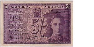 SOUTHERN RHODESIA
 5/- Banknote