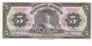 1961 BANCO DE MEXICO 5 *CINCO* PESOS

P60g Banknote