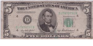 1950 B $5 CLEVELAND FRN Banknote