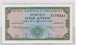 MACAU 10 CENTS Banknote