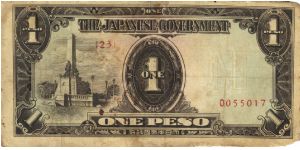 PI-109 Philippine 1 Peso note under Japan rule, scarce low serial number. Banknote