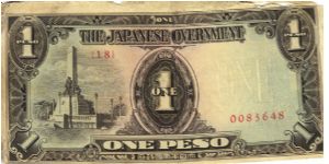 PI-109 Philippine 1 Peso note under Japan rule, scarce low serial number. Banknote