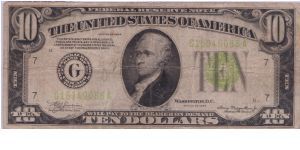 1934 $10 CHICAGO FRN 

**LIME GREEN SEAL** Banknote