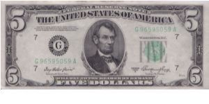 1950 A $5 CHICAGO FRN Banknote