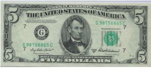 1950 B $5 CHICAGO FRN 


**NICE BRIGHT GREEN SEAL**

*NICE AND CRISP* Banknote