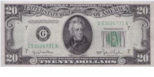 1950 $20 CHICAGO FRN Banknote