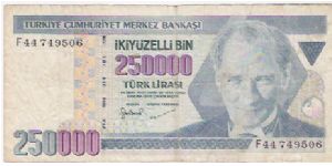 250,000 LIRA

F 44749506

P # 207 Banknote